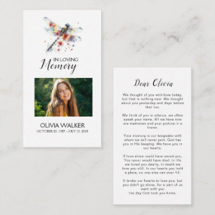 Dragonfly Memorial Poem Funerário Cartão Orador