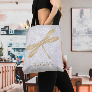 Dragonfly Personalizada Tote Bag Dourada
