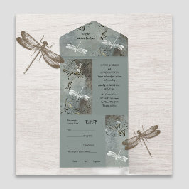 Dragonfly Sonha Tudo em Um Convite De Casamento