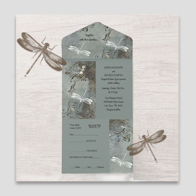 Dragonfly Sonha Tudo em Um Convite De Casamento (Criador carregado)