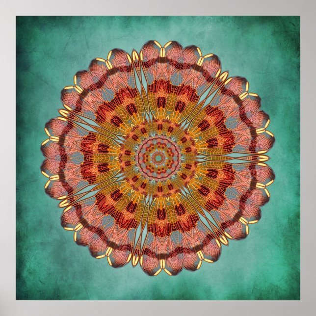 Dragonfly Wing Kaleidoscope Mandala Impressão (Frente)