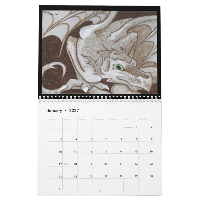Dragons 2011 fantasioso art Calendário (Jan 2027)
