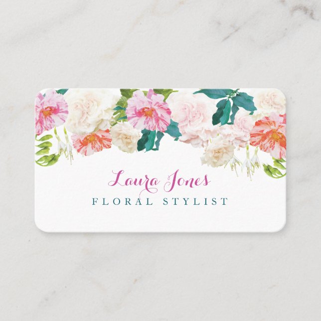 Draping Floral Flower Stylist - Cartões de Comprom (Frente)