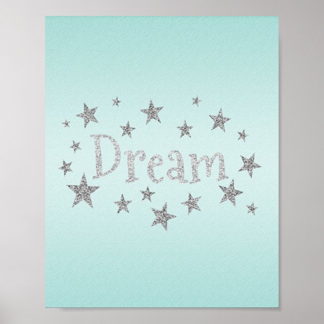 Dream Aqua com Poster de Silver Glitter (Frente)