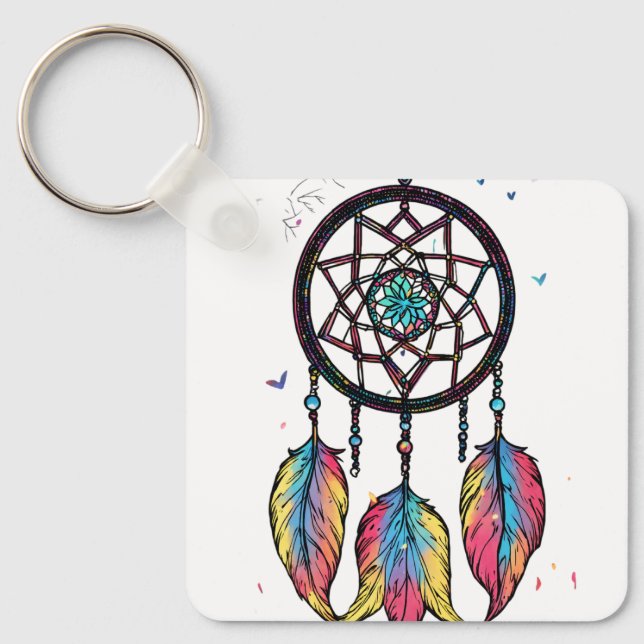 Dream Catcher Aluminium Square Chaveiro (Frente)