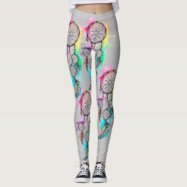 Dream Catcher Splash Paint Art Leggings (Frente)