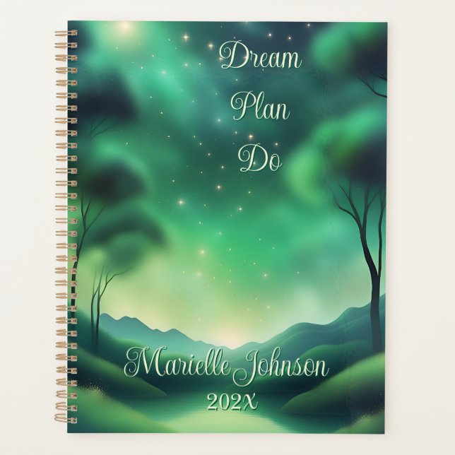 Dream, Plan, Do 12 Meses Planejador em Verde (Frente)