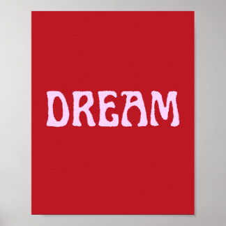 Dream Poster Wall Art em Vermelho e Rosa