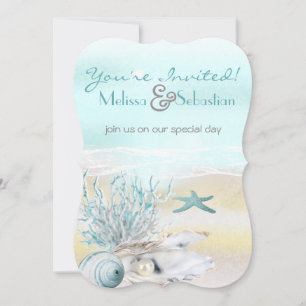 Dream Shore Beach Teal Convite de casamento