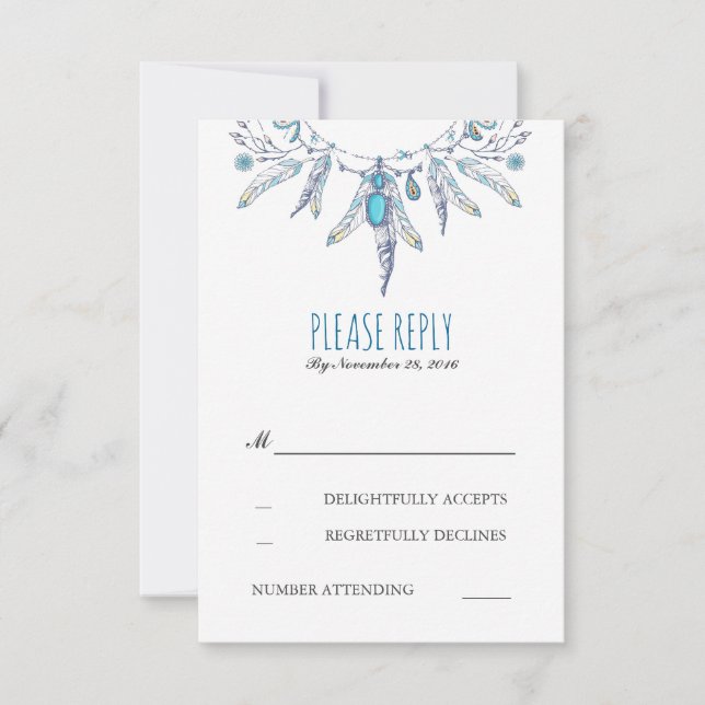 dreamcatcher boho casamento rsvp (Frente)