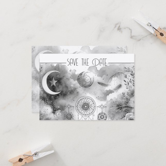 Dreamcatcher de Lua Branca Negra (Frente/Verso In Situ)