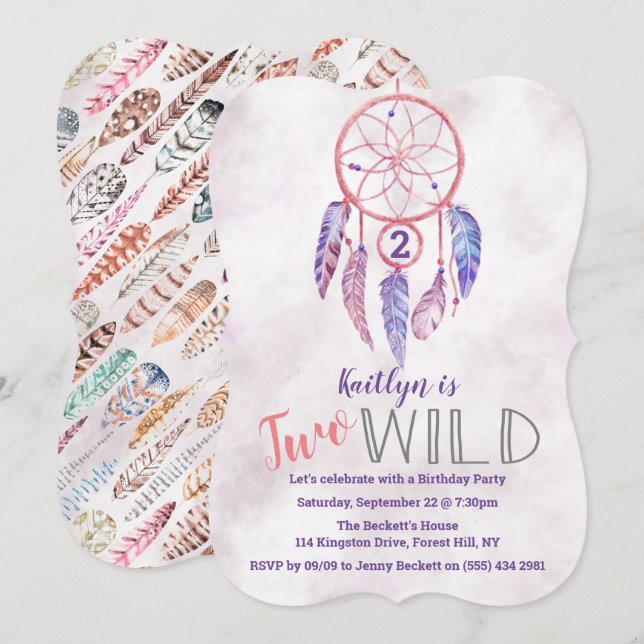 Dreamcatcher Dois Convites De segundo aniversário  (Frente/Verso)