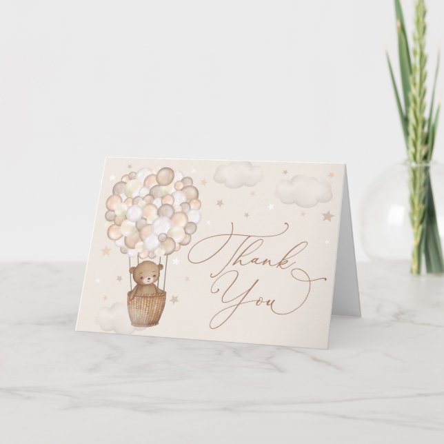 Dreamdy Bear & Hot Air Balloon Cartões de agradeci (Frente)