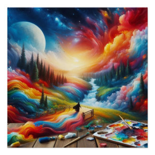 Dreamscape Abstrato: Impressão de Arte Digital Vib