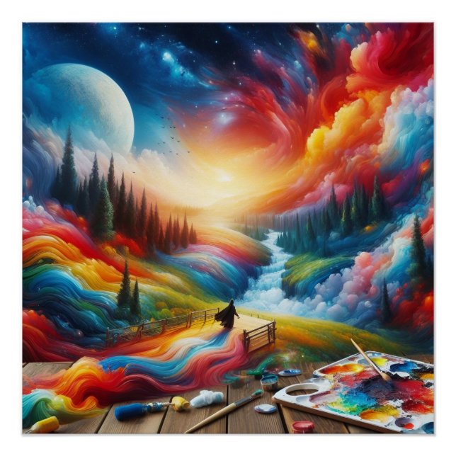 Dreamscape Abstrato: Impressão de Arte Digital Vib (Frente)