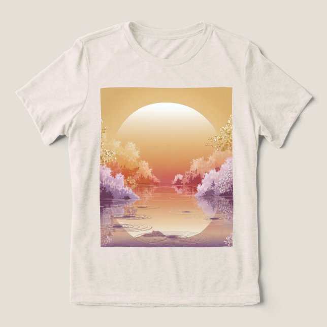 Dreamy Dourado Sunset Illustration T-Shirt (Design frontal)