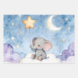 Dreamy elephant and stars luxury wrapping paper