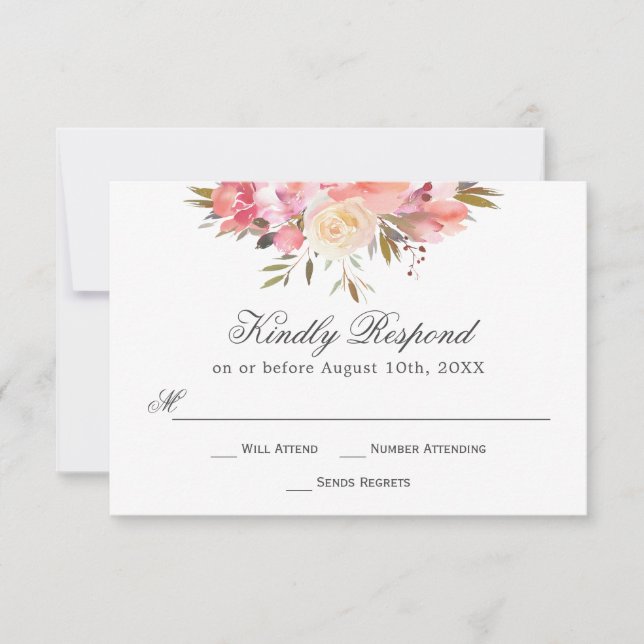 Dreamy Floral Watercolor Buquê RSVP (Frente)