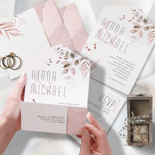 Dreamy Foliage Wedding Blush Pink ID817 (Criador carregado)