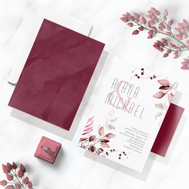Dreamy Foliage Wedding Burgundy ID817 (Criador carregado)