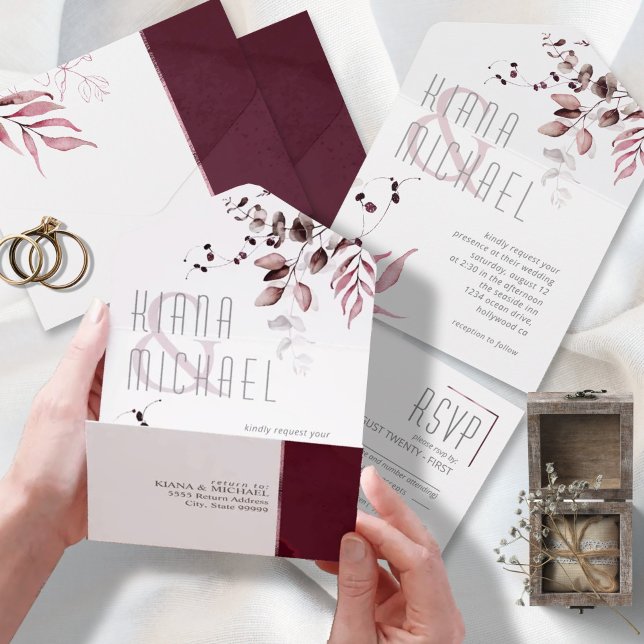 Dreamy Foliage Wedding Burgundy ID817 (Criador carregado)