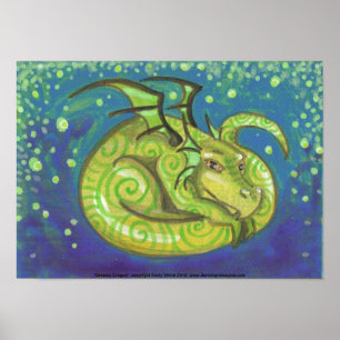 Dreamy Green Dragon Poster