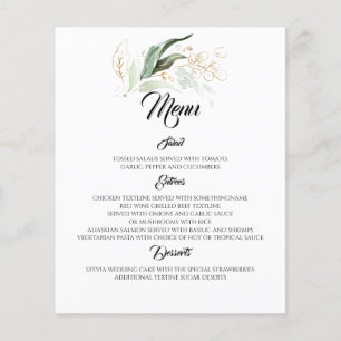 Dreamy Greenery e Eucalyptus Leaves Menu Casamento