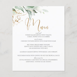 Dreamy Greenery e Eucalyptus Leaves Menu Casamento