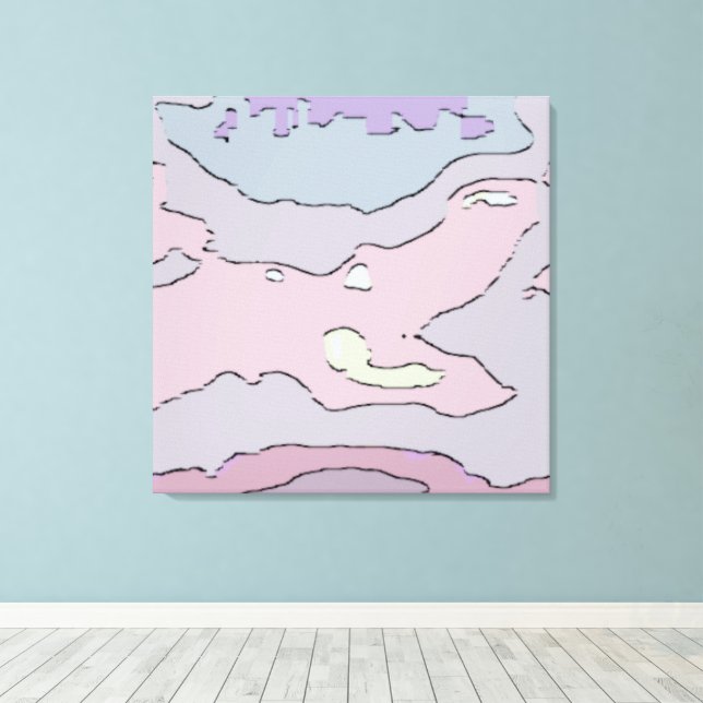 Dreamy Pastel Abstract Canvas | Soft Pink & Mauve  (Insitu(piso de madeira))