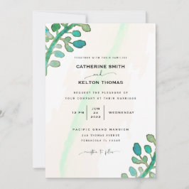 Dreamy Watercolor Elegant Greenery Wedding Convite