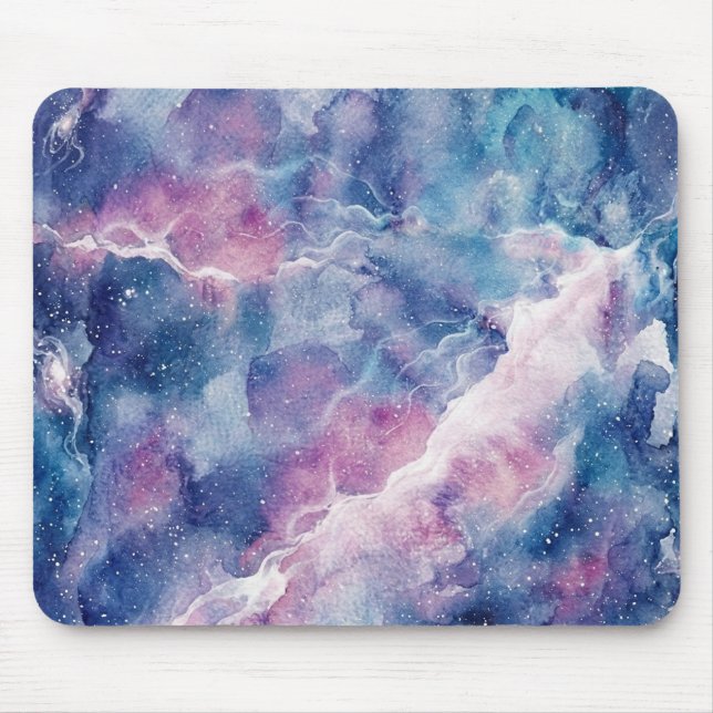 Dreamy Watercolor Galaxy & Stars Mouse Pad (Frente)