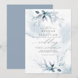 Dreamy Wedding Watercolor Convite Azul