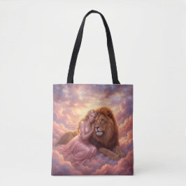 Dreamy Woman & Lion Fantasy Art Tote Bag