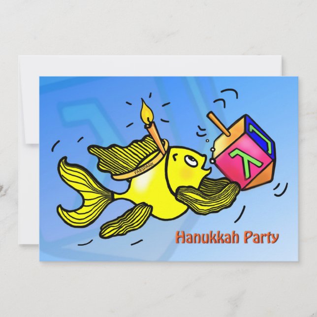 Dreidel bonito engraçado dos peixes do CONVITE DE (Frente)