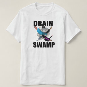 Drene o t-shirt preto e branco azul do pântano