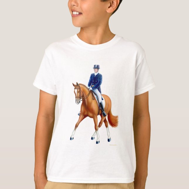 Dressage Meia Passagem Crianças Ringer T-Shirt (Frente)