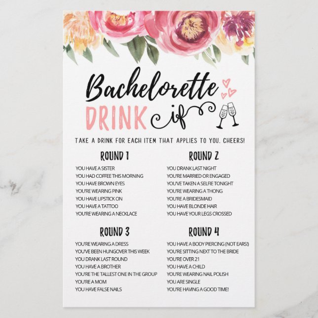 DRINK IF Bachelorette editável (Frente)