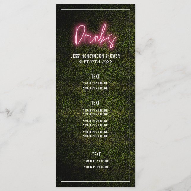 Drinks Party Shower Wedding Menu (Frente)