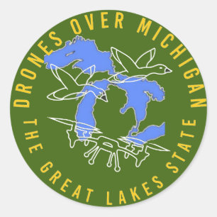 Drones oficiais sobre o adesivo do logotipo Michig