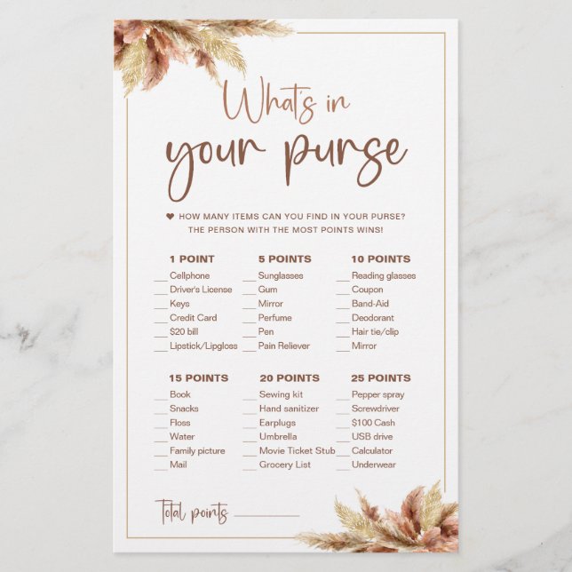 Dry Pampas Grass | What's In Your Purse Game (Frente)