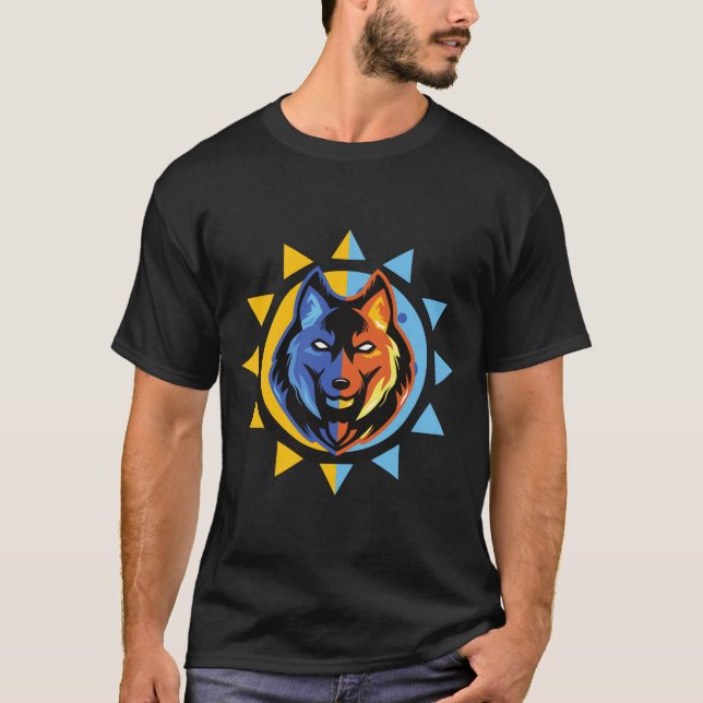 Dual Color Wolf Graphic T-Shirt  (Frente)