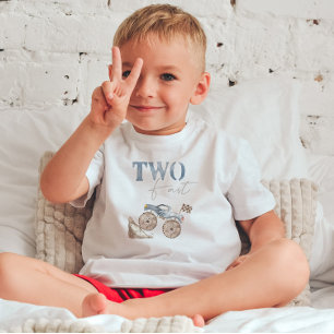 Duas camiseta de aniversário rápida de moto azul