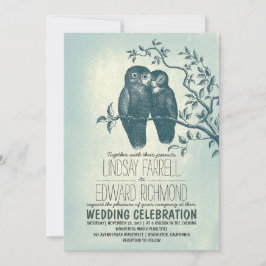 duas corujas em convites para casamento de amores 