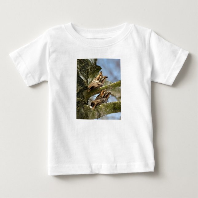 Duas Corujas nos Bosques, aves, Camiseta Infantil  (Frente)