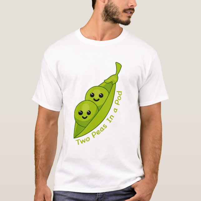 Duas ervilhas em uma camiseta picante e punny (Frente)