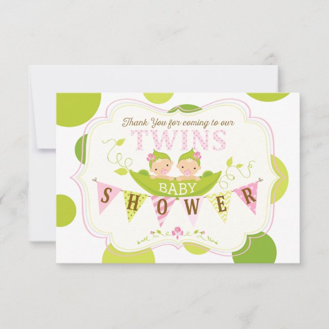 Duas ervilhas em uns cartões de agradecimentos das (Frente)