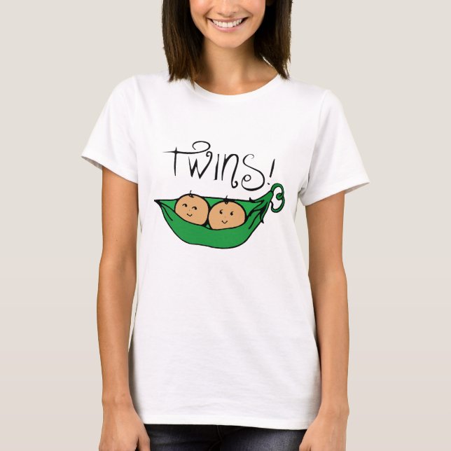 Duas ervilhas no vagem que espera o t-shirt da (Frente)