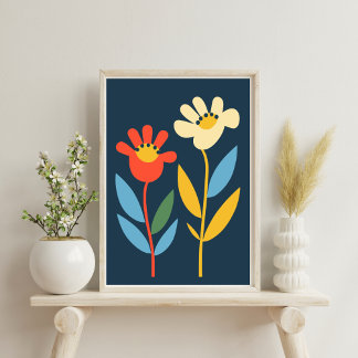 Duas flores Abstrato Poster botânico