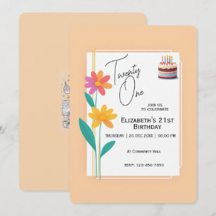Duas Flores com Cartão de Convite de Aniversário d