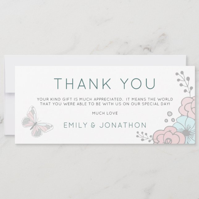 Duas Fotografias Artsy Florals Borboleta Obrigado (Frente)